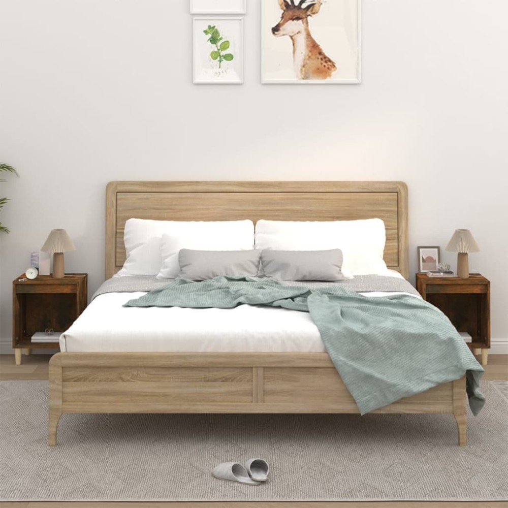 vidaXL Κομοδίνα 2 τεμ. Καπνιστή Δρυς 40 x 35 x 50 εκ.