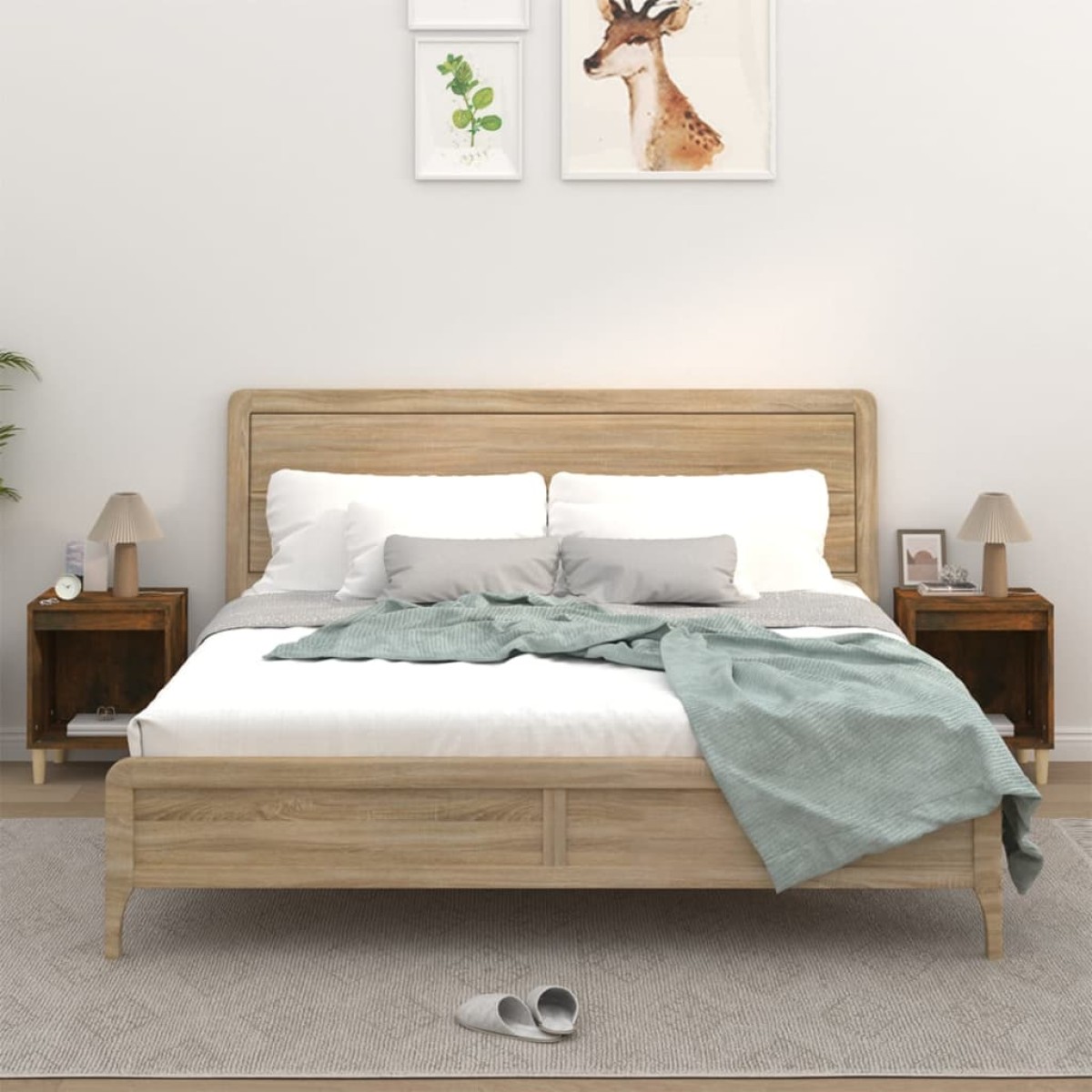 vidaXL Κομοδίνα 2 τεμ. Καπνιστή Δρυς 40 x 35 x 50 εκ.