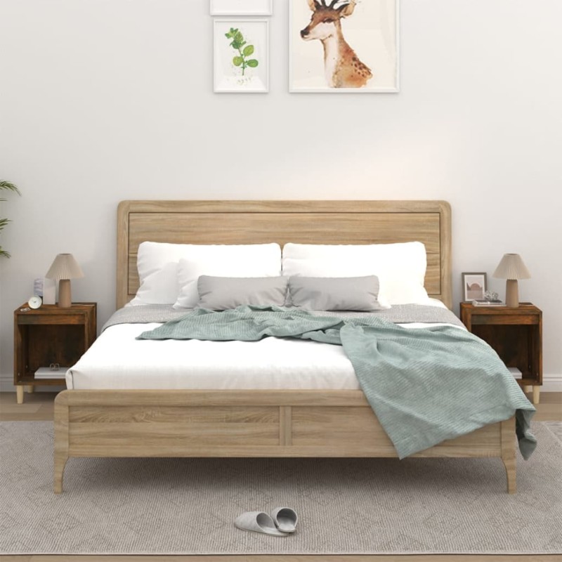 vidaXL Κομοδίνα 2 τεμ. Καπνιστή Δρυς 40 x 35 x 50 εκ.