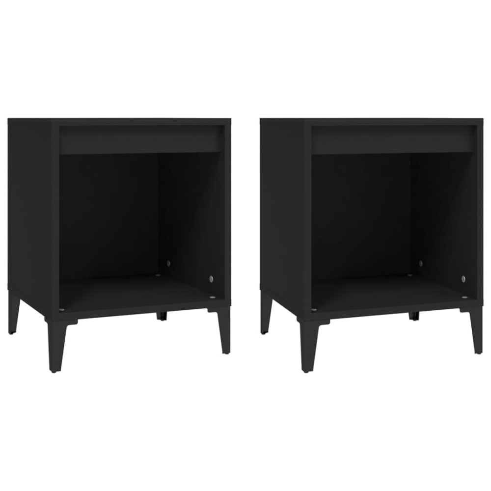 vidaXL Κομοδίνα 2 τεμ. Μαύρα 40 x 35 x 50 εκ.