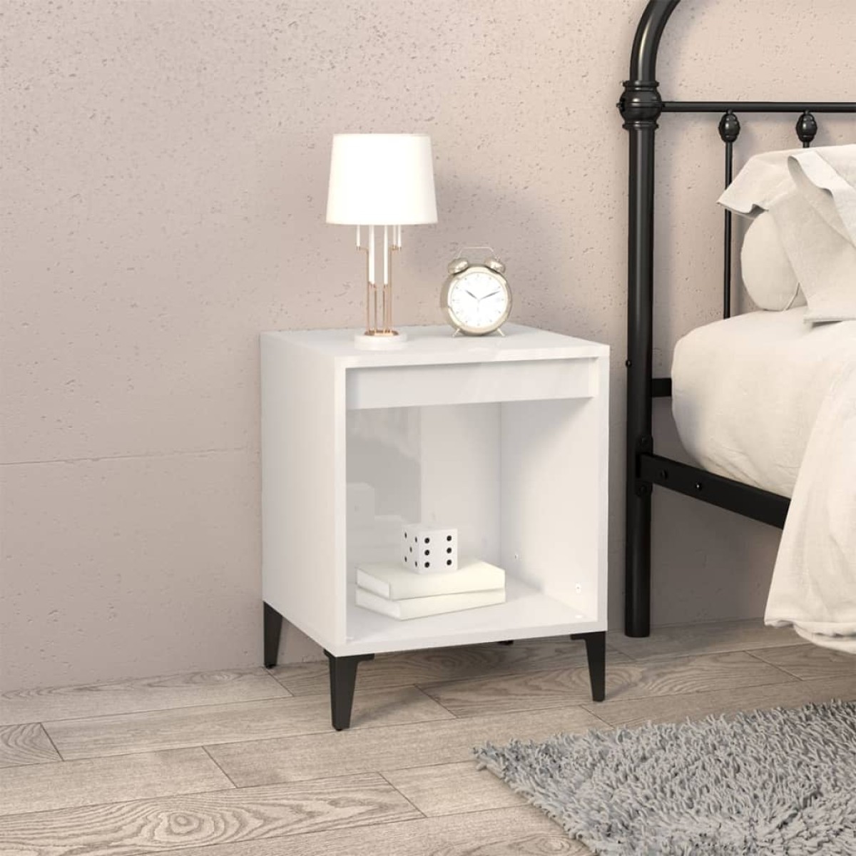 vidaXL Κομοδίνα Γυαλιστερό Λευκό 40x35x50 εκ.