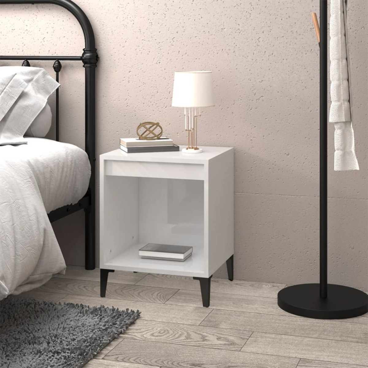 vidaXL Κομοδίνα Γυαλιστερό Λευκό 40x35x50 εκ.