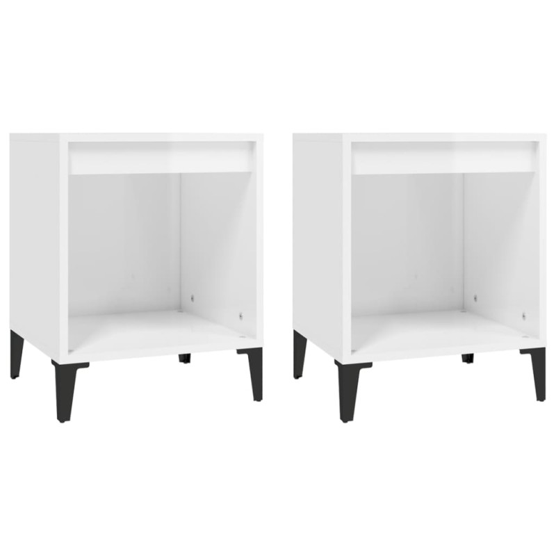 vidaXL Κομοδίνα 2 τεμ. Γυαλιστερό Λευκό 40 x 35 x 50 εκ.