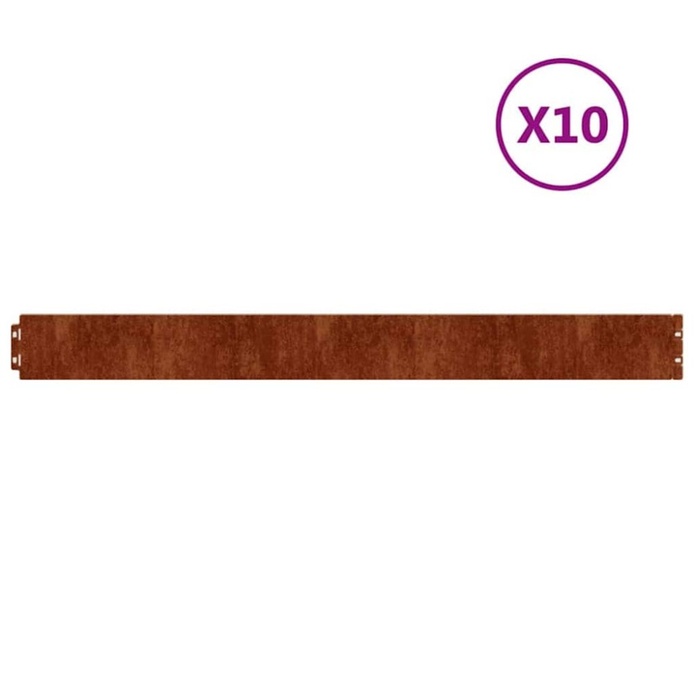 vidaXL Περίγραμμα γκαζόν 10 pcs 10 x 103 cm Ατσάλι Σκληρυθέν στον Αέρα