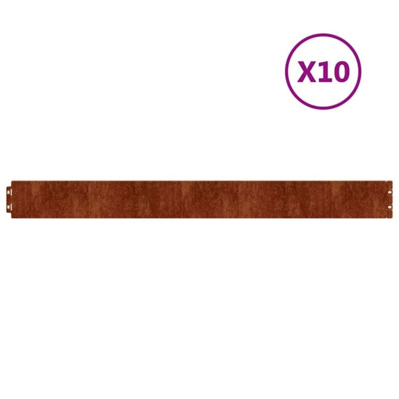 vidaXL Περίγραμμα γκαζόν 10 pcs 10 x 103 cm Ατσάλι Σκληρυθέν στον Αέρα
