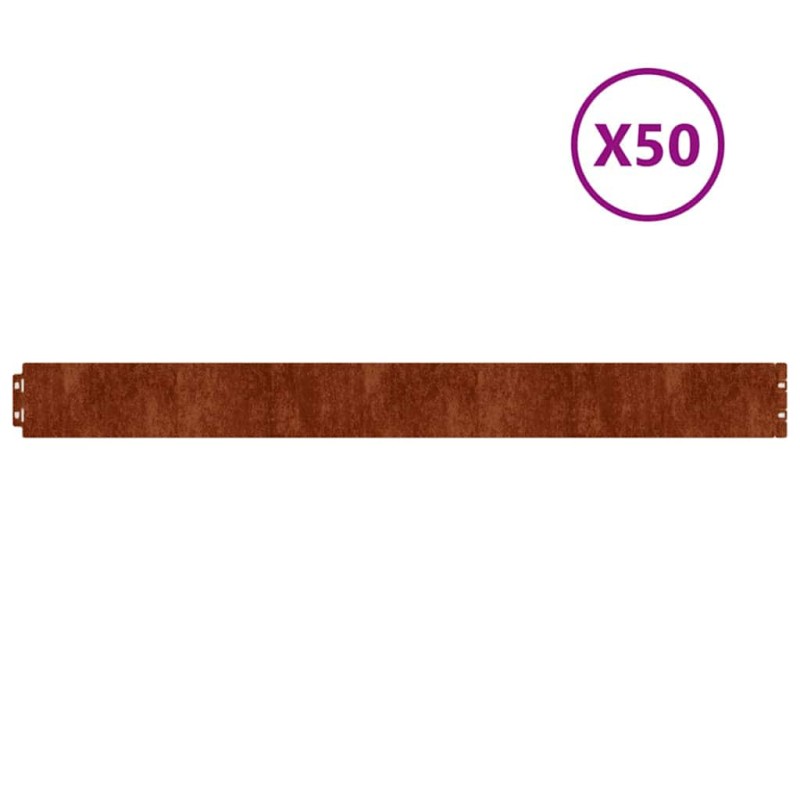 vidaXL Περίγραμμα γκαζόν 50 pcs 10 x 103 cm Ατσάλι Σκληρυθέν στον Αέρα