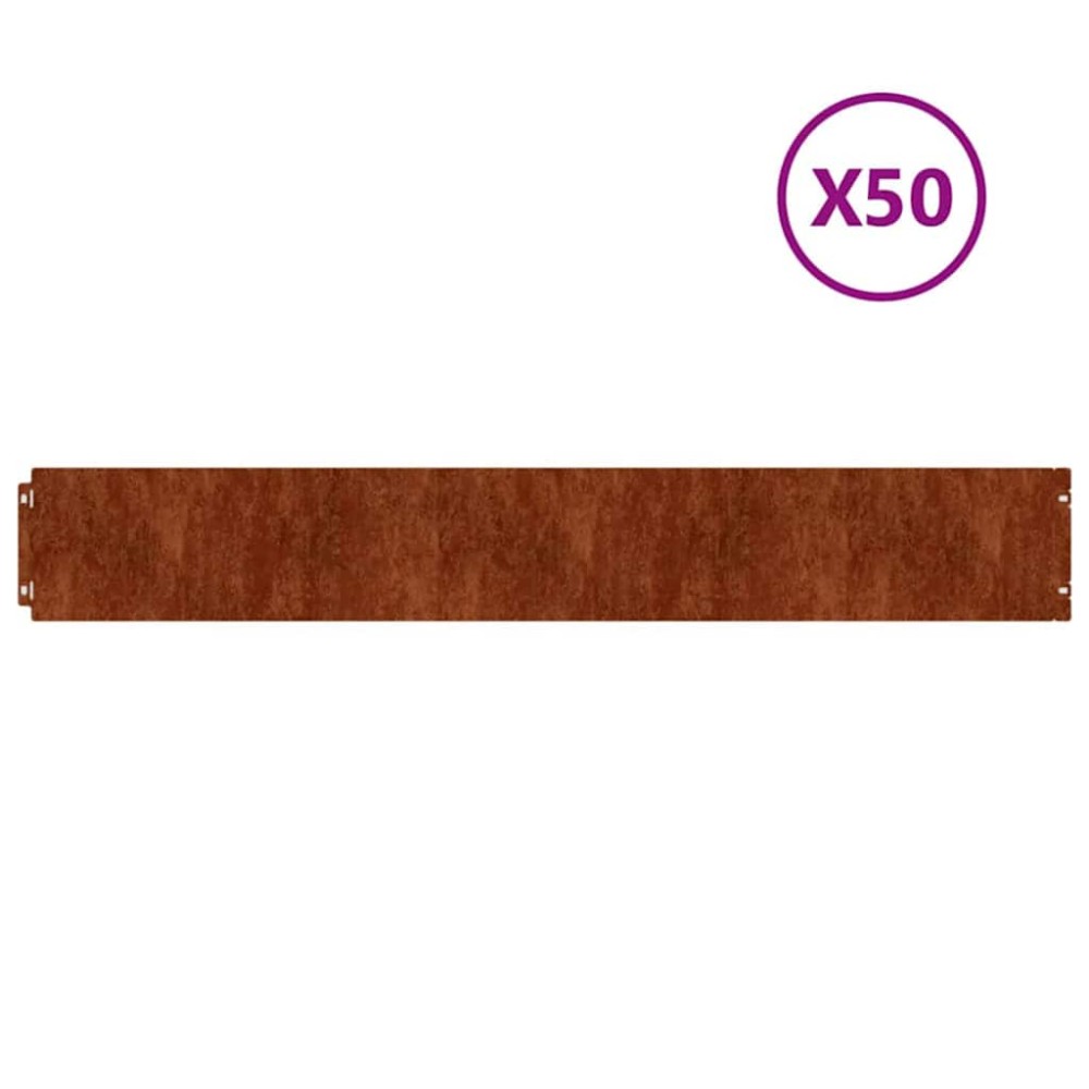 vidaXL Περίγραμμα γκαζόν 50 pcs 15 x 103 cm Ατσάλι Σκληρυθέν στον Αέρα