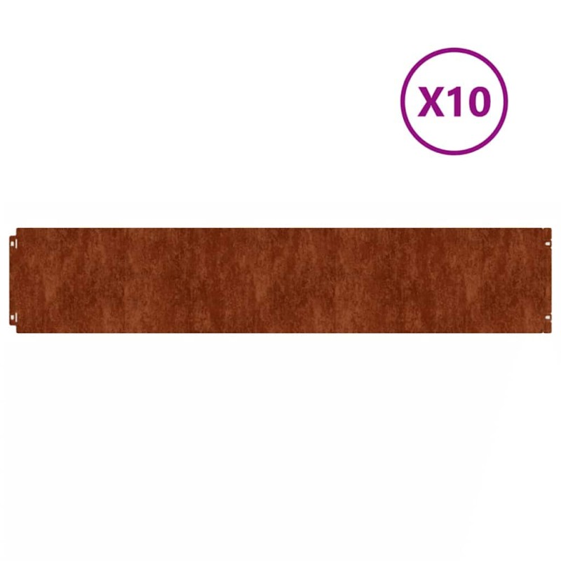 vidaXL Περίγραμμα γκαζόν 10 pcs 20 x 103 cm Ατσάλι Σκληρυθέν στον Αέρα