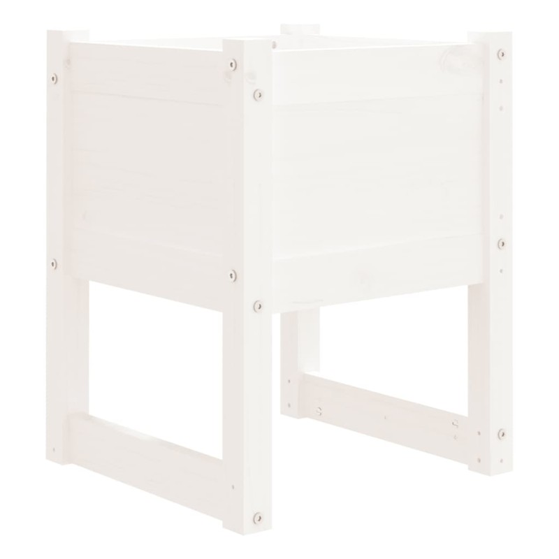 vidaXL Ζαρντινιέρα Λευκή 40x40x52,5 εκ. από Μασίφ Ξύλο Πεύκου
