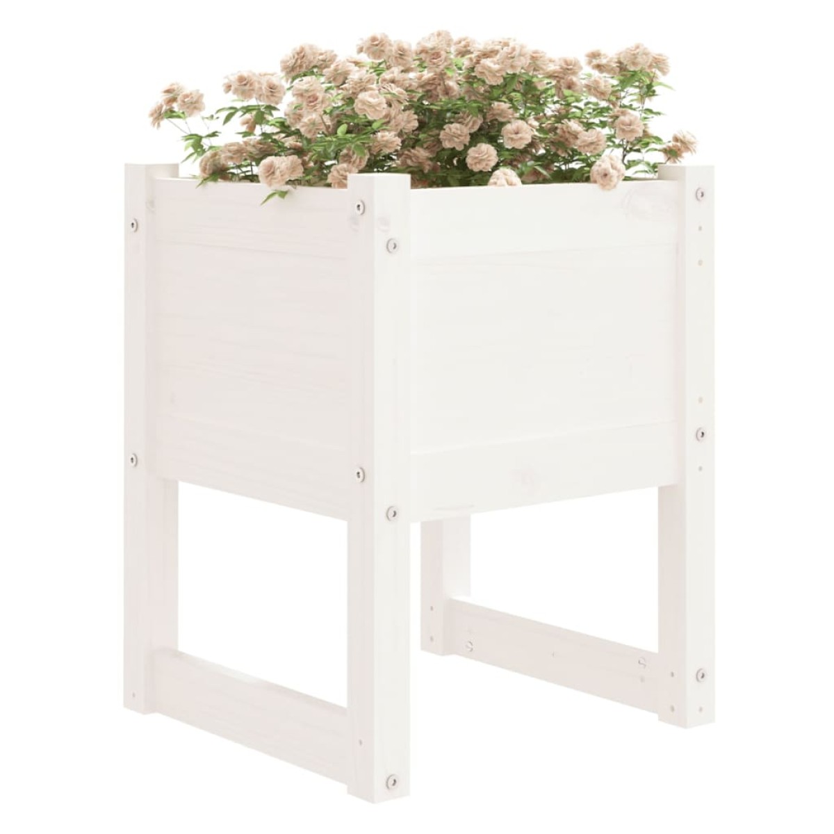 vidaXL Ζαρντινιέρα Λευκή 40x40x52,5 εκ. από Μασίφ Ξύλο Πεύκου