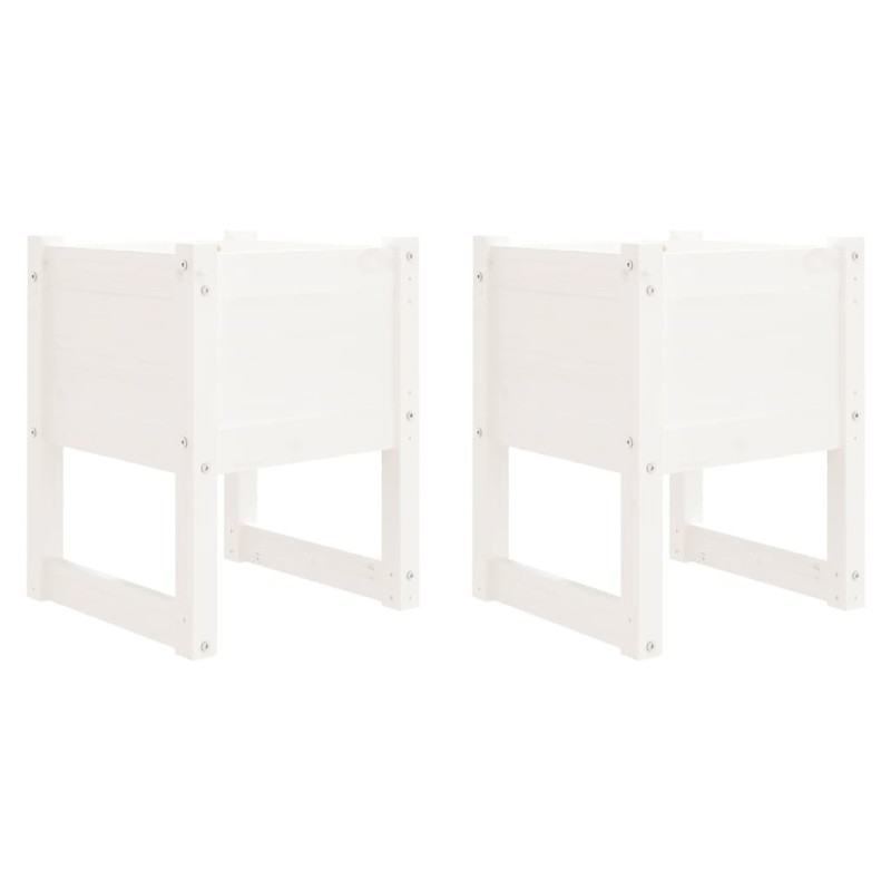 vidaXL Ζαρντινιέρες 2 τεμ. Λευκές 40x40x52,5 εκ. από Μασίφ Ξύλο Πεύκου