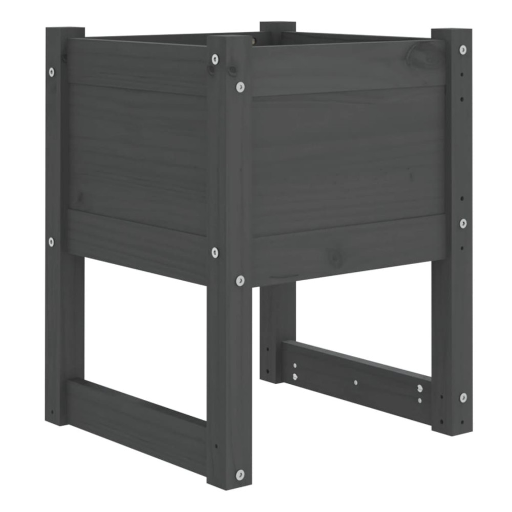 vidaXL Ζαρντινιέρα Γκρι 40 x 40 x 52,5 εκ. από Μασίφ Ξύλο Πεύκου