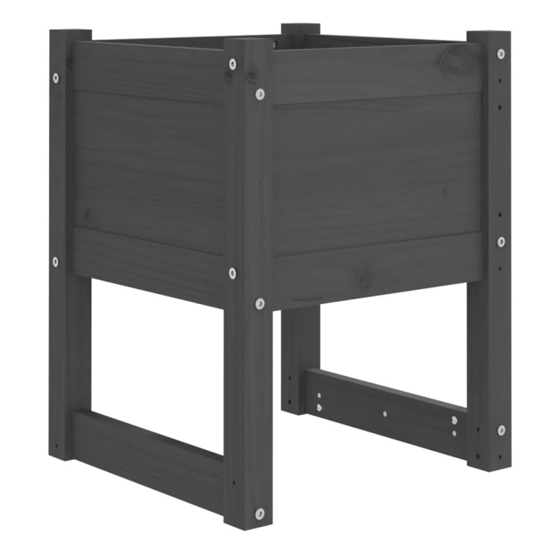 vidaXL Ζαρντινιέρα Γκρι 40 x 40 x 52,5 εκ. από Μασίφ Ξύλο Πεύκου