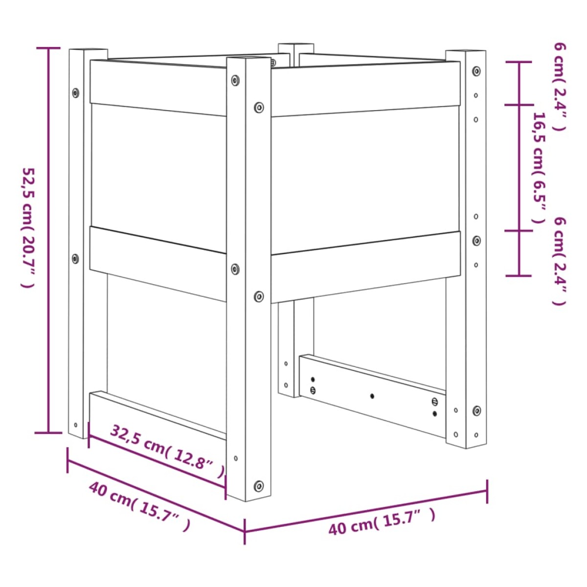 vidaXL Ζαρντινιέρα Καφέ Μελί 40 x 40 x 52,5 εκ. από Μασίφ Ξύλο Πεύκου