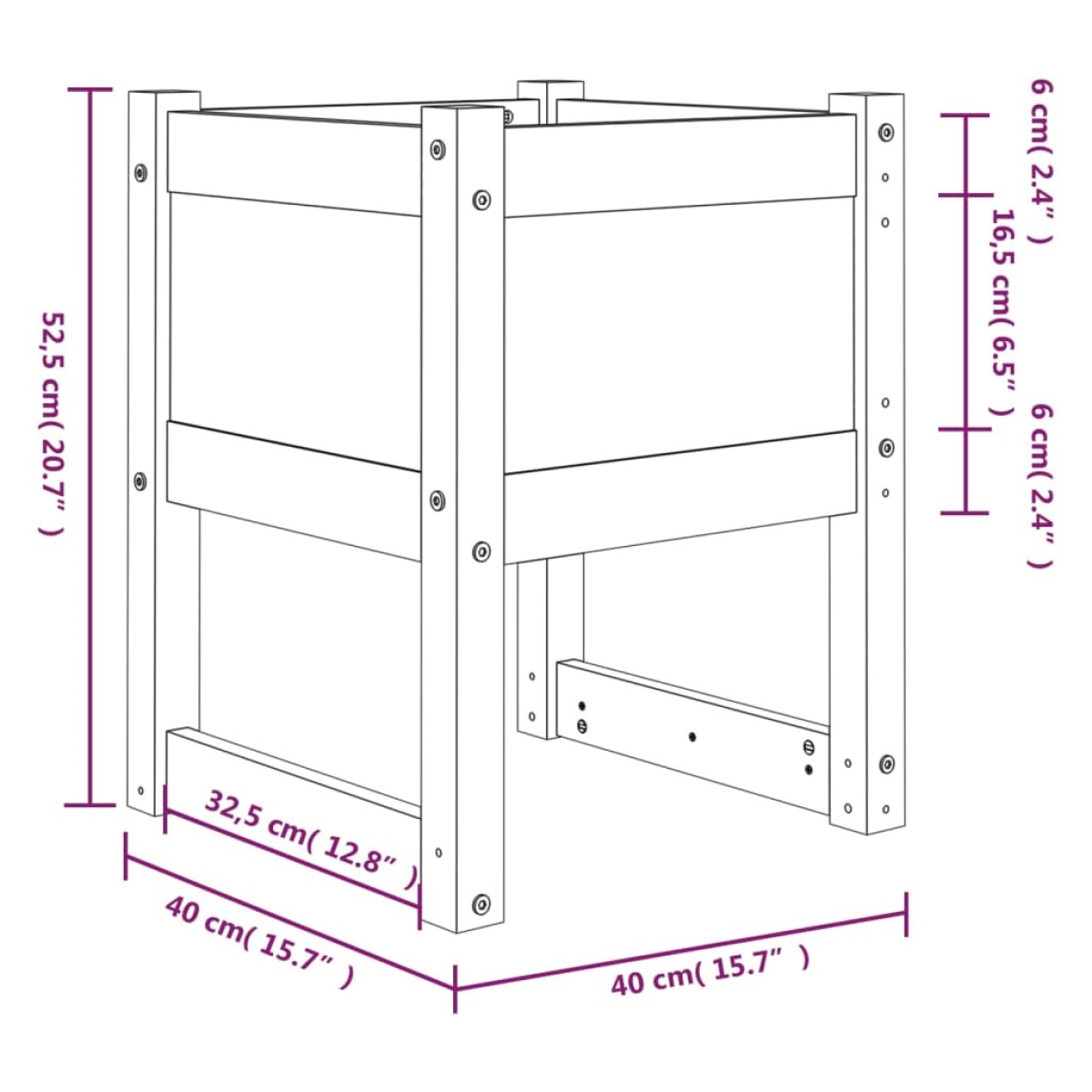 vidaXL Ζαρντινιέρα Μαύρο 40 x 40 x 52,5 εκ. από Μασίφ Ξύλο Πεύκου