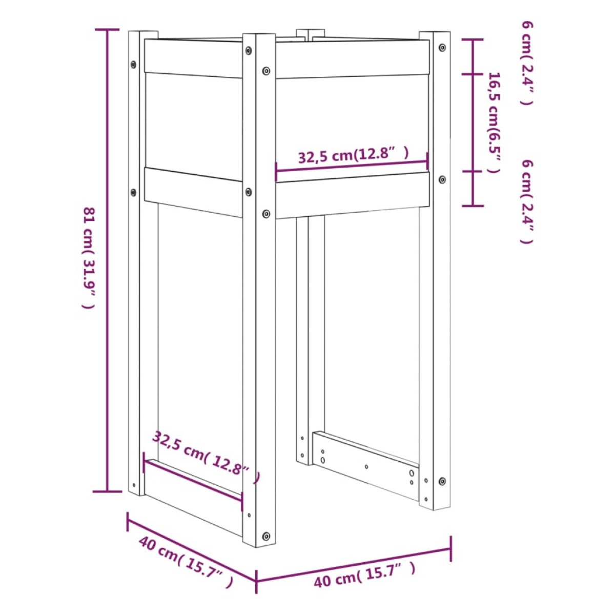 vidaXL Ζαρντινιέρα 40x40x81 εκ. από Μασίφ Ξύλο Πεύκου