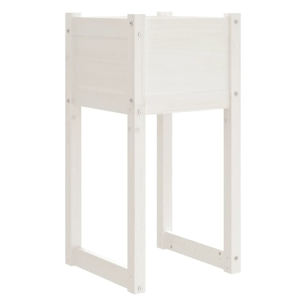 vidaXL Ζαρντινιέρα Λευκή 40 x 40 x 81 εκ. από Μασίφ Ξύλο Πεύκου