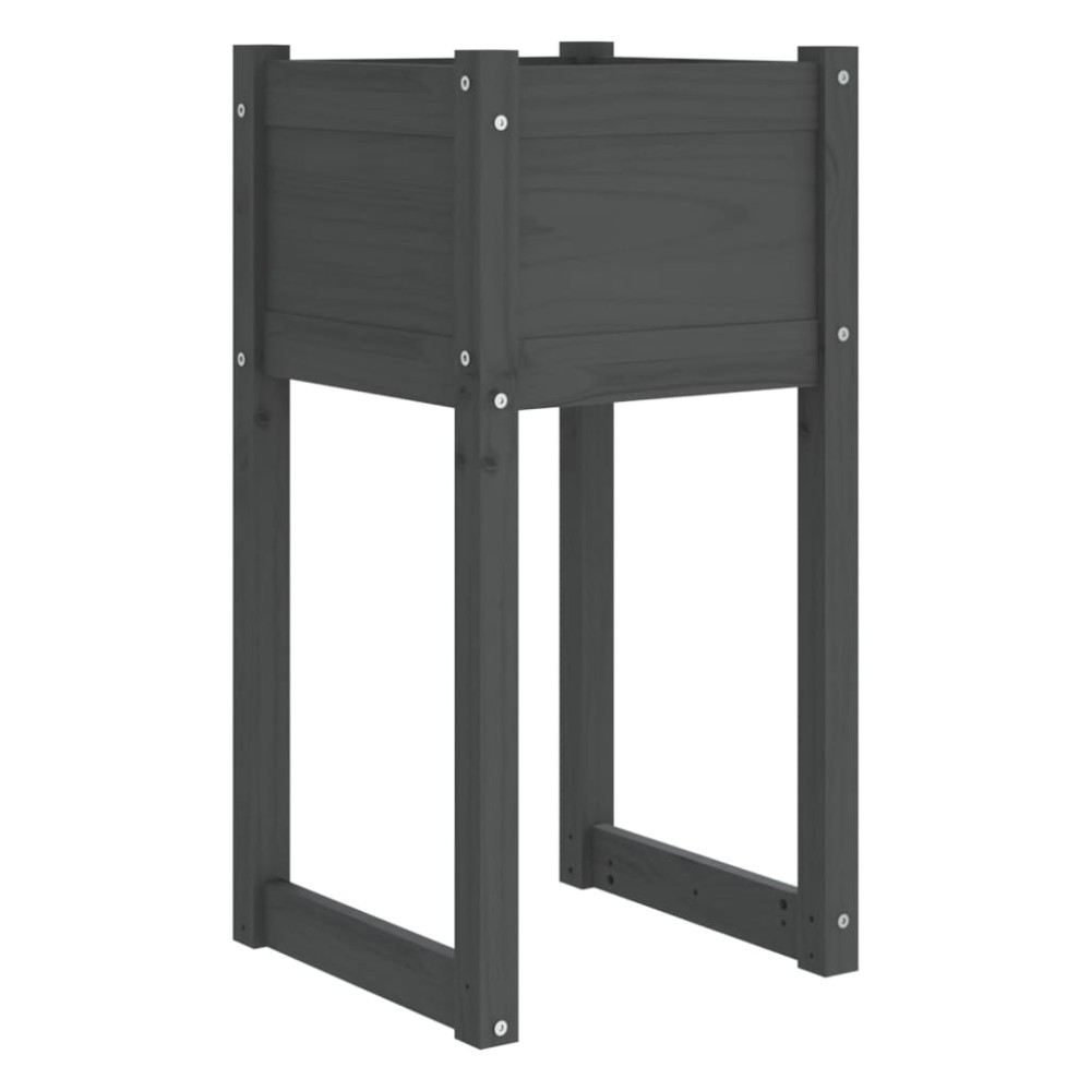 vidaXL Ζαρντινιέρα Γκρι 40x40x81 εκ. από Μασίφ Ξύλο Πεύκου