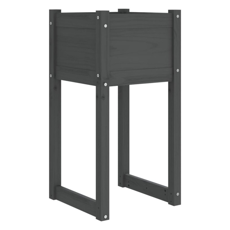 vidaXL Ζαρντινιέρα Γκρι 40x40x81 εκ. από Μασίφ Ξύλο Πεύκου