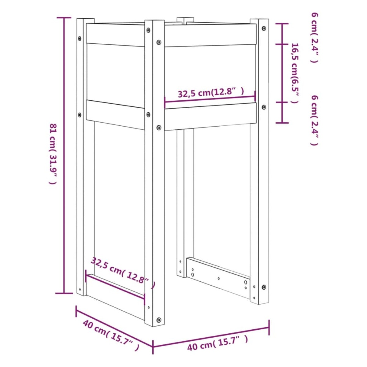vidaXL Ζαρντινιέρα Καφέ Μελί 40x40x81 εκ. από Μασίφ Ξύλο Πεύκου