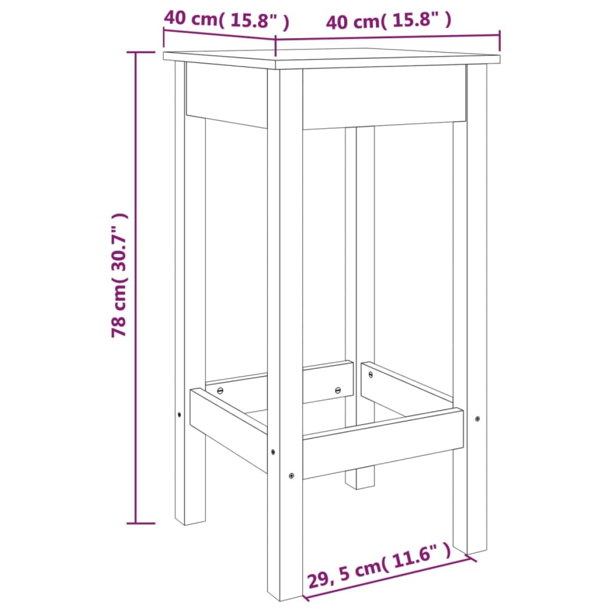 vidaXL Καρέκλες Μπαρ 2 τεμ. Λευκό 40x40x78 εκ. Μασίφ Ξύλο Πεύκου