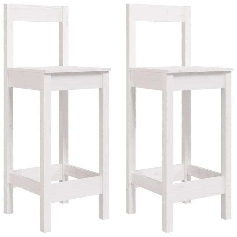 vidaXL Καρέκλες Μπαρ 2 τεμ. Λευκό 40x41,5x112 εκ. Μασίφ Ξύλο Πεύκου