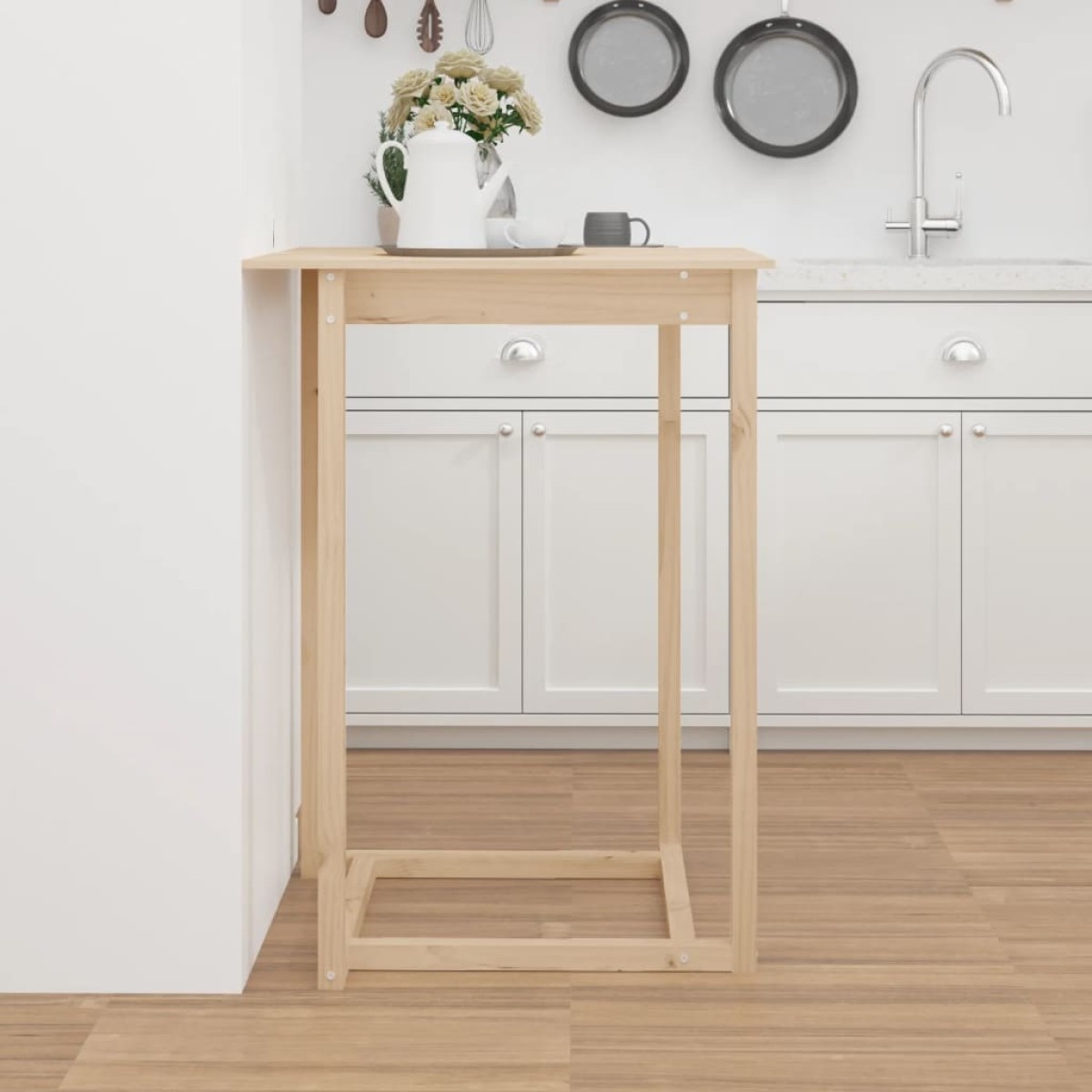 vidaXL Τραπέζι Μπαρ Γκρι 80x80x110 εκ. από Μασίφ Ξύλο Πεύκου
