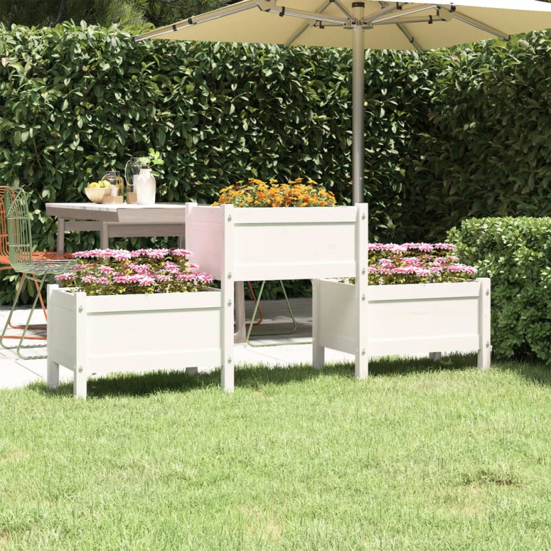 vidaXL Ζαρντινιέρα Λευκό 178,5 x 44 x 75 εκ. από Μασίφ Ξύλο Πεύκου