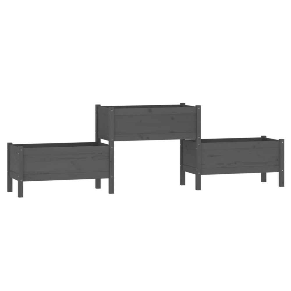 vidaXL Ζαρντινιέρα Γκρι 245,5x44x75 εκ. από Μασίφ Ξύλο Πεύκου