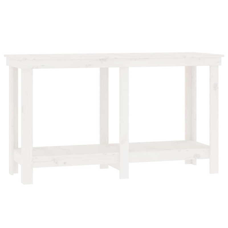vidaXL Πάγκος Εργασίας Λευκός 140x50x80 εκ. από Μασίφ Ξύλο Πεύκου