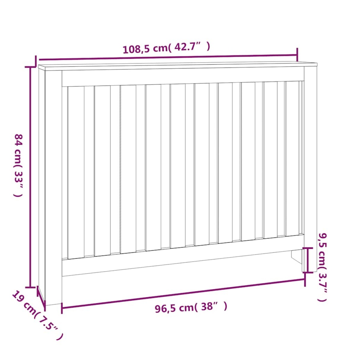 vidaXL Κάλυμμα Καλοριφέρ Λευκό 108,5x19x84 εκ. από Μασίφ Ξύλο Πεύκου