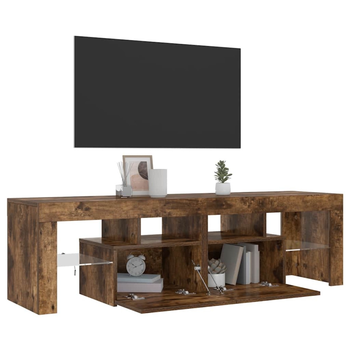 vidaXL Έπιπλο Τηλεόρασης με LED Καπνιστή Δρυς 140 x 36,5 x 40 εκ.