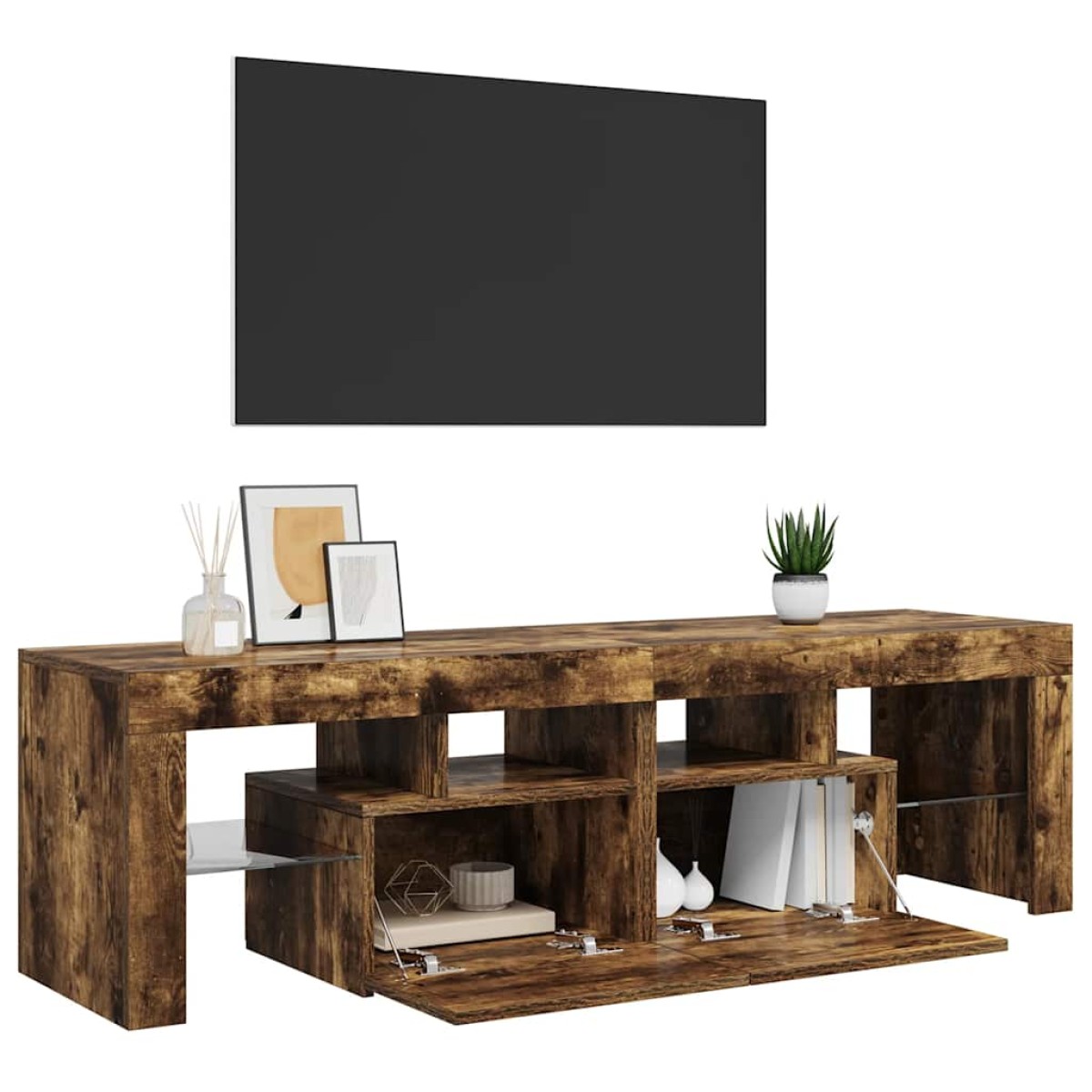 vidaXL Έπιπλο Τηλεόρασης με LED Καπνιστή Δρυς 140 x 36,5 x 40 εκ.