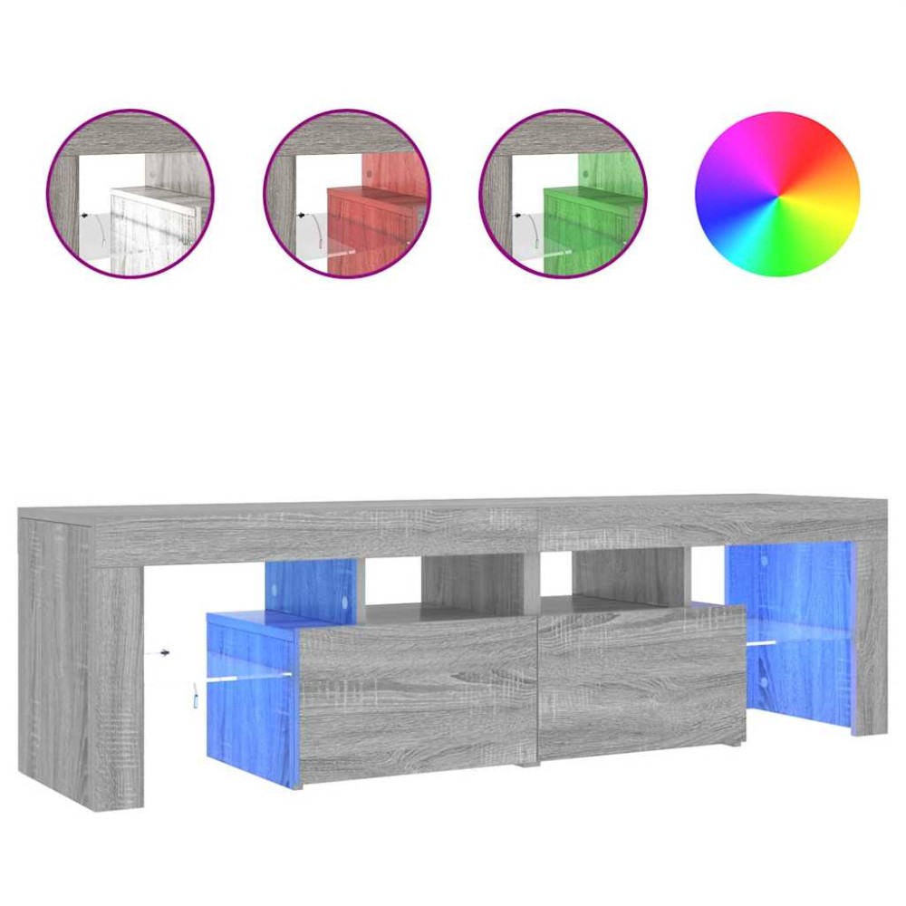 vidaXL Έπιπλο Τηλεόρασης με LED Γκρι Sonoma 140 x 36,5 x 40 εκ.