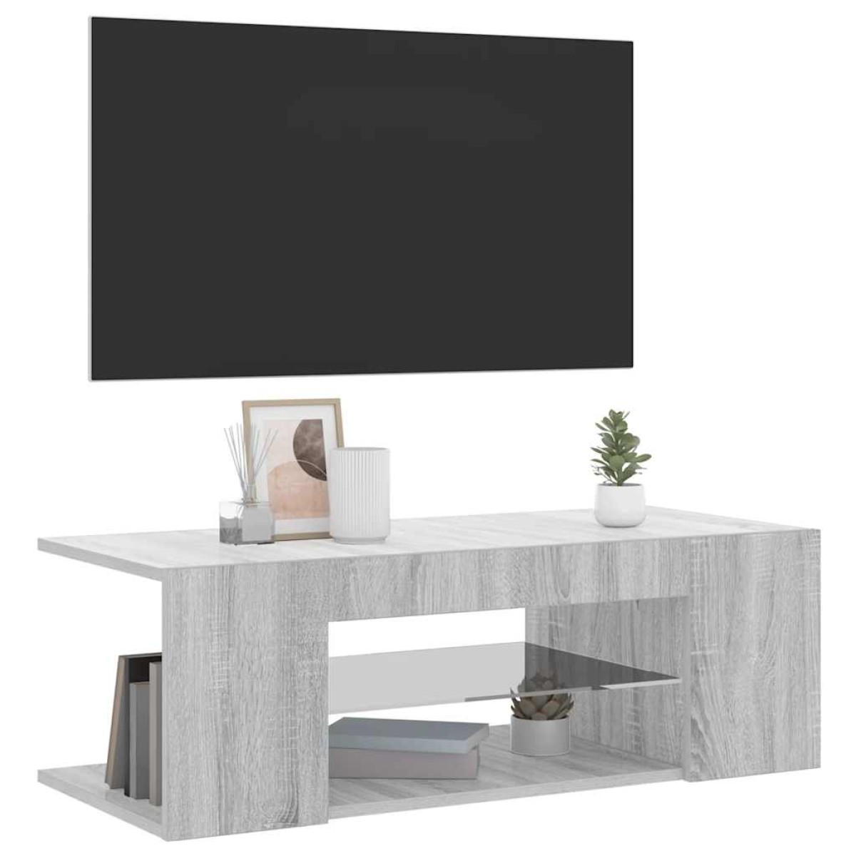 vidaXL Έπιπλο Τηλεόρασης με LED Γκρι Sonoma 90 x 39 x 30 εκ.