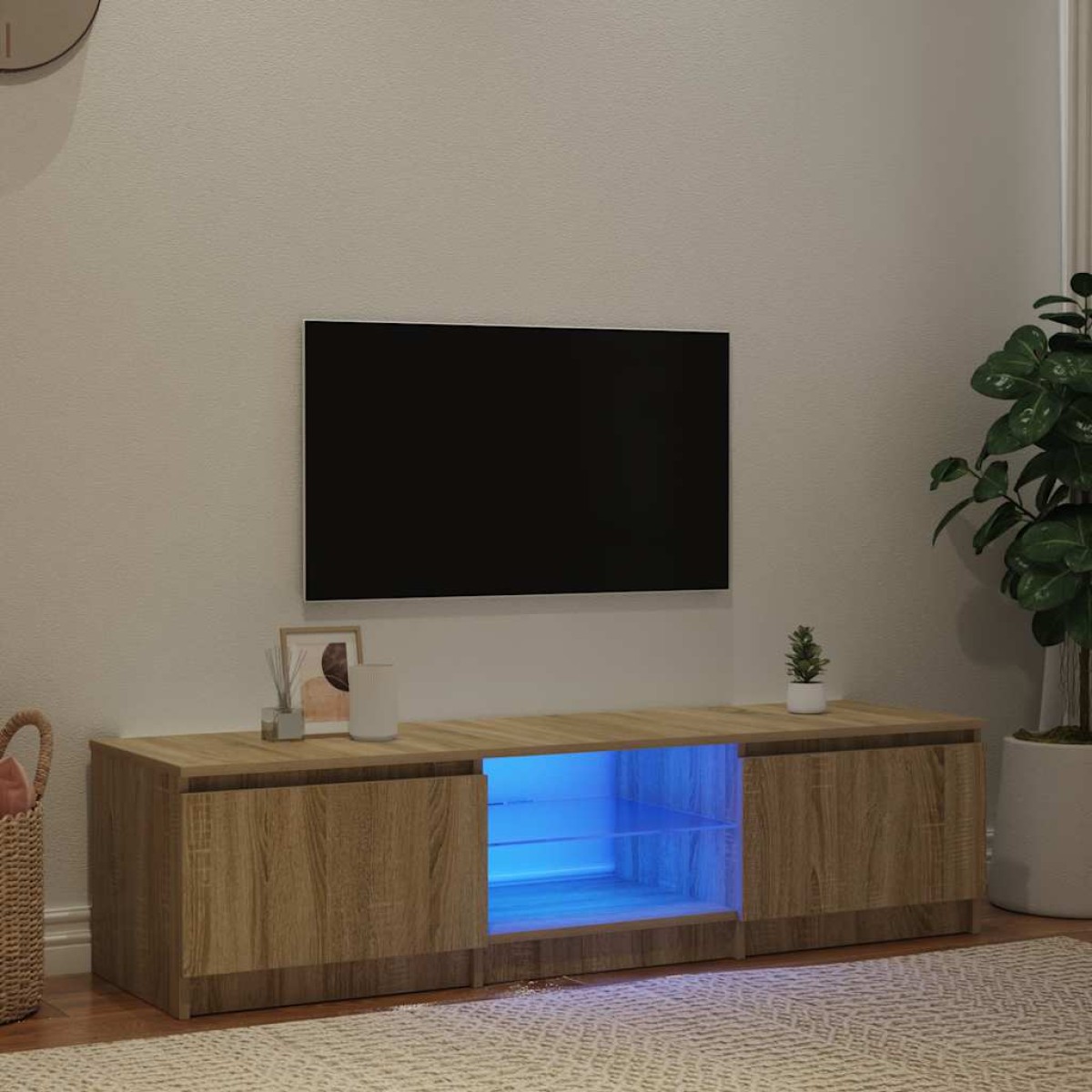 vidaXL Έπιπλο Τηλεόρασης με LED Καπνιστή Δρυς 140x40x35,5 εκ.