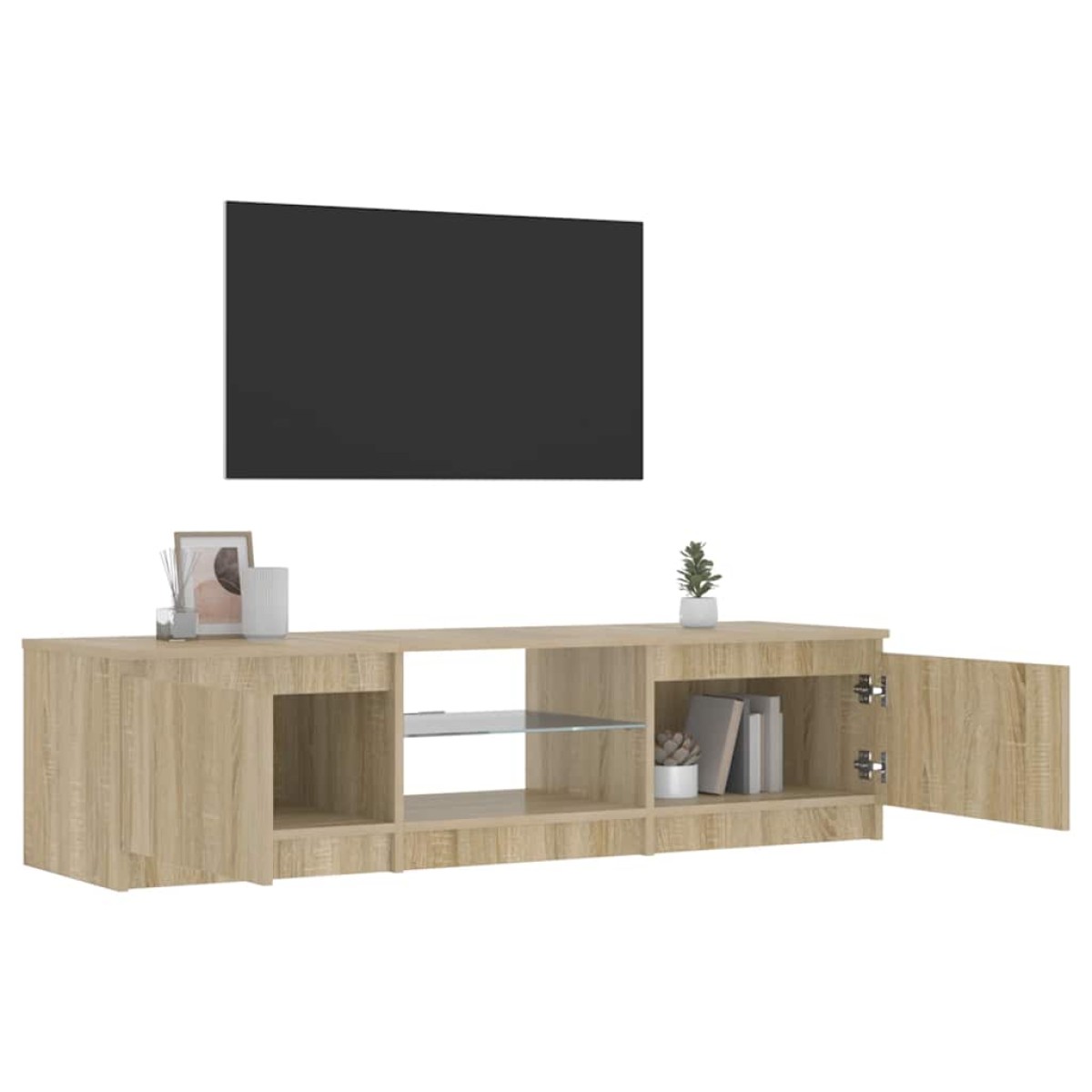 vidaXL Έπιπλο Τηλεόρασης με LED Καπνιστή Δρυς 140x40x35,5 εκ.