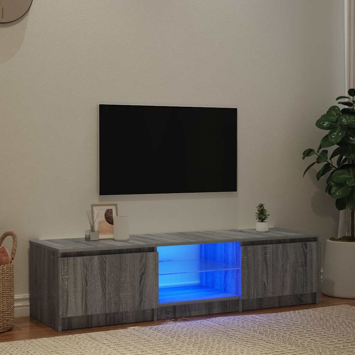 vidaXL Έπιπλο Τηλεόρασης με LED Γκρι Sonoma 140 x 40 x 35,5 εκ.