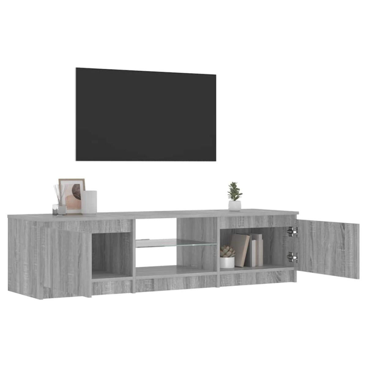 vidaXL Έπιπλο Τηλεόρασης με LED Γκρι Sonoma 140 x 40 x 35,5 εκ.