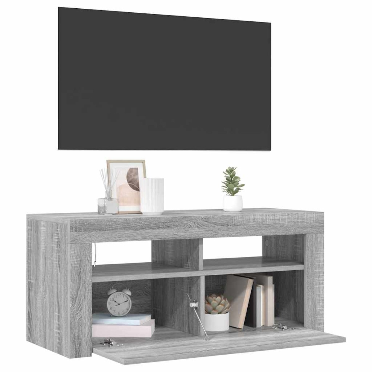 vidaXL Έπιπλο Τηλεόρασης με LED Γκρι Sonoma 90x35x40 εκ.