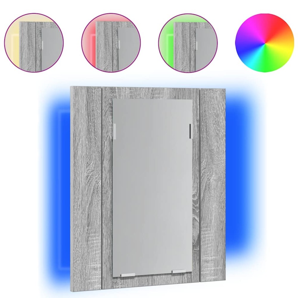 vidaXL Έπιπλο Καθρέφτη Μπάνιου LED Γκρι Sonoma 40x12x45 εκ. Επεξ. Ξύλο