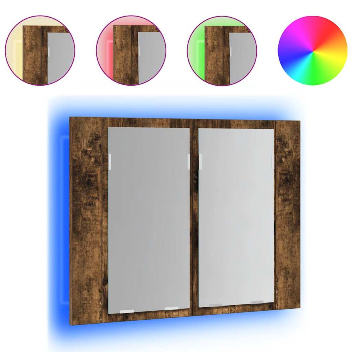 vidaXL Έπιπλο Καθρέφτη με LED Καπνιστή Δρυς 60x12x45 εκ. Επεξ. Ξύλο
