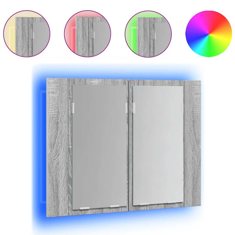 vidaXL Έπιπλο Καθρέφτη με LED Γκρι Sonoma 60x12x45 εκ. Επεξ. Ξύλο