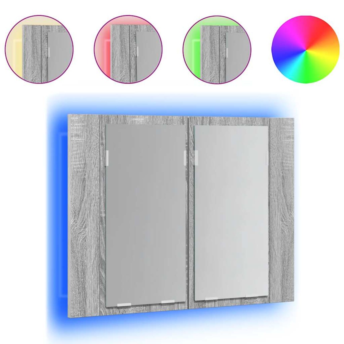 vidaXL Έπιπλο Καθρέφτη με LED Γκρι Sonoma 60x12x45 εκ. Επεξ. Ξύλο