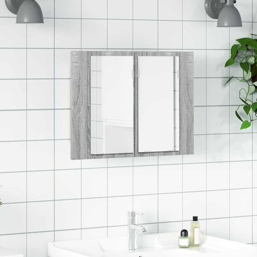 vidaXL Έπιπλο Καθρέφτη με LED Γκρι Sonoma 60x12x45 εκ. Επεξ. Ξύλο