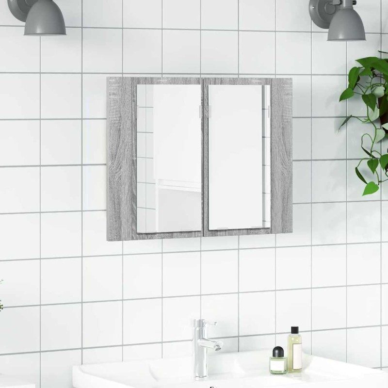 vidaXL Έπιπλο Καθρέφτη με LED Γκρι Sonoma 60x12x45 εκ. Επεξ. Ξύλο