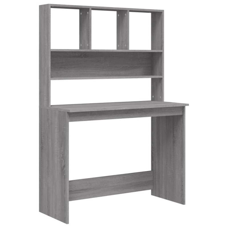 vidaXL Γραφείο με Ράφια Γκρι Sonoma 102x45x148 εκ. Επεξεργασμένο Ξύλο