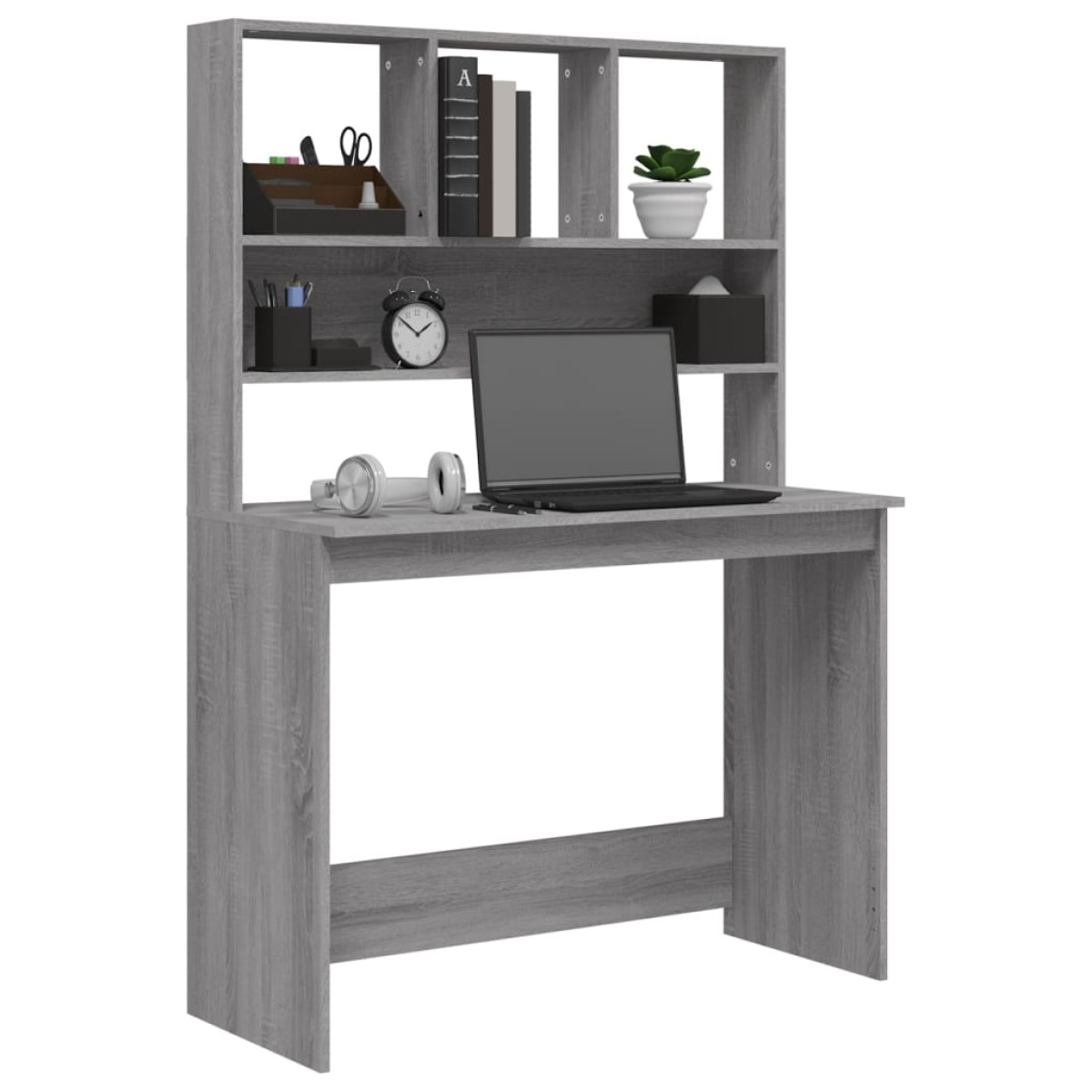 vidaXL Γραφείο με Ράφια Γκρι Sonoma 102x45x148 εκ. Επεξεργασμένο Ξύλο