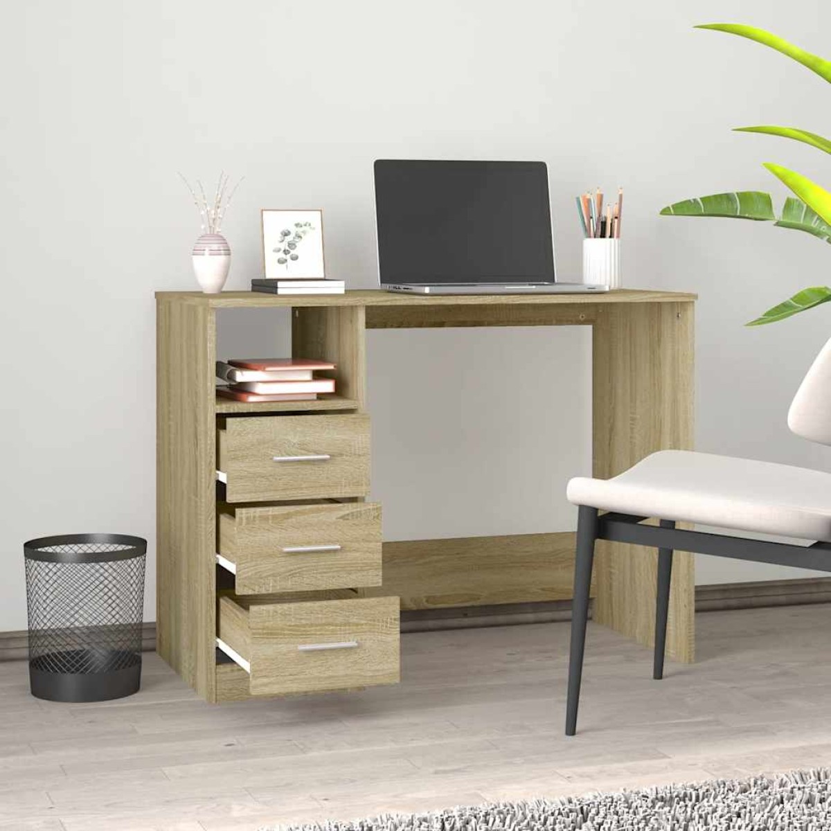 vidaXL Γραφείο με Συρτάρια Sonoma Δρυς 102x50x76 εκ Επεξεργασμένο Ξύλο