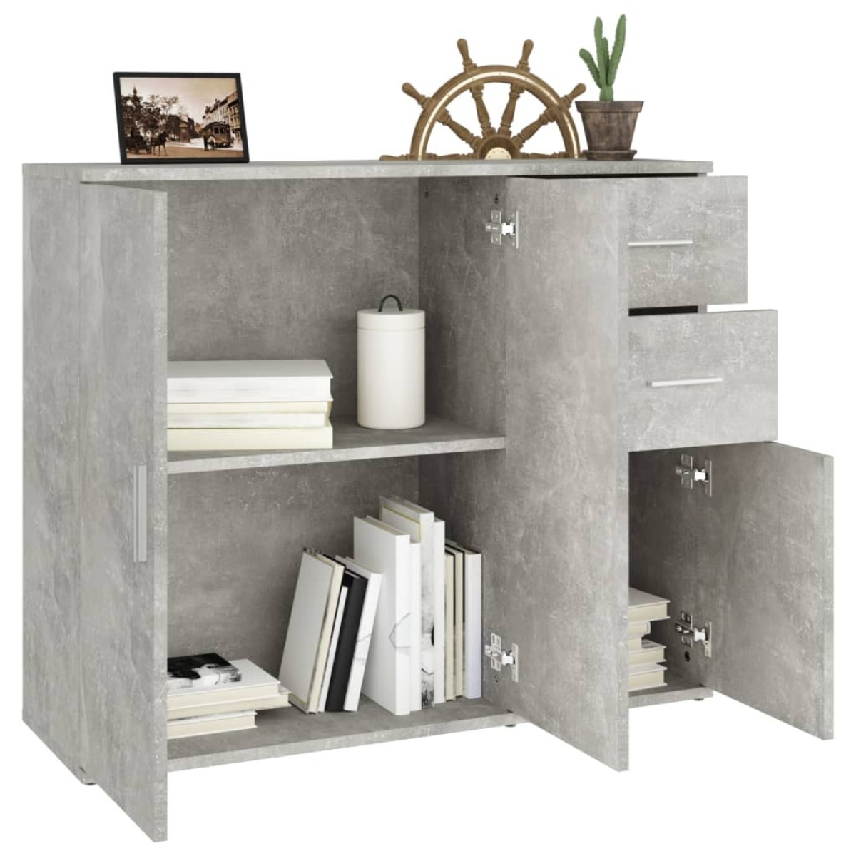 vidaXL Ντουλάπι Γκρι Σκυροδέματος 91x29,5x75 εκ. Επεξεργασμένο Ξύλο